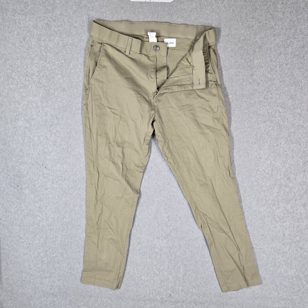 Fabletics Men Pants 33X30 Khaki The‎ High Side Chino Tapered Pockets 26" Inseam
